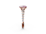 Rose gold Fancy Pink Oval  Solitaire Diamond Ring with Pave Band and Four-Prong Setting_248