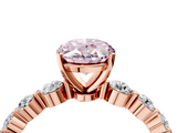 Rose gold Fancy Pink Oval  Solitaire Diamond Ring with Pave Band and Four-Prong Setting_250