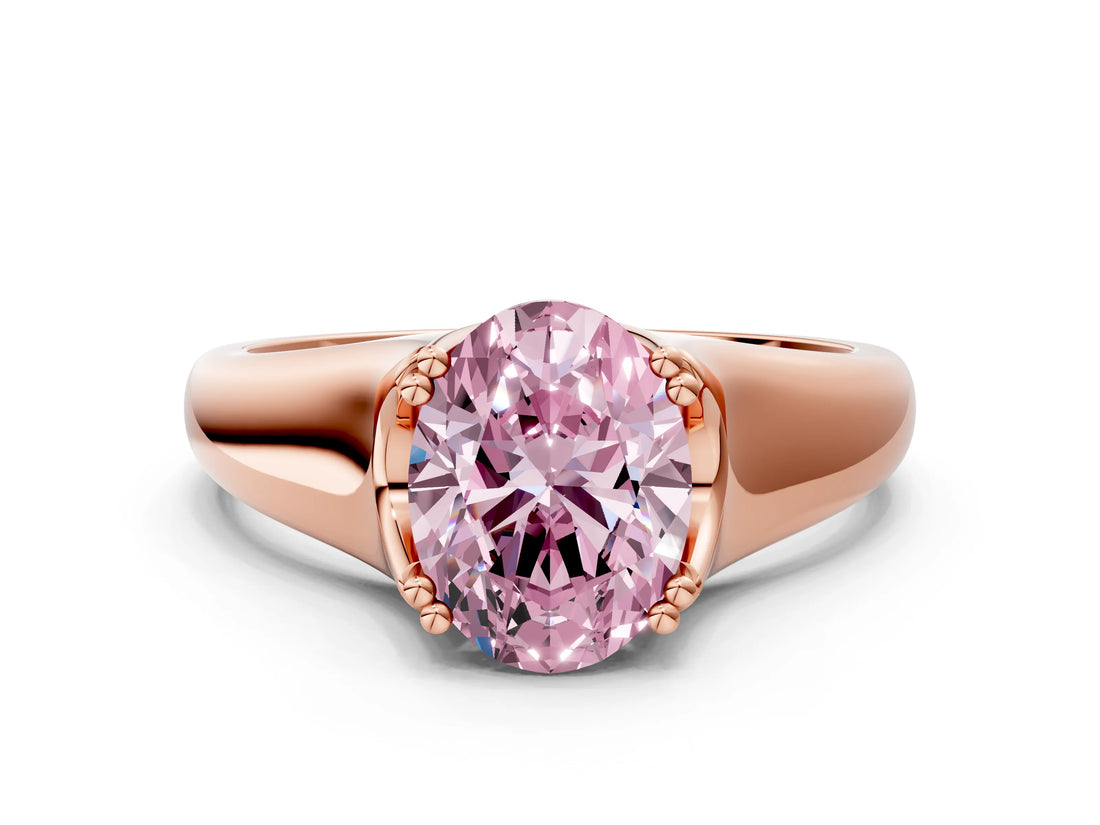 Rose gold Fancy Pink Oval  Solitaire Diamond Ring with Six-Prong Cathedral Setting_44