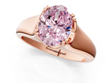 Rose gold Fancy Pink Oval  Solitaire Diamond Ring with Six-Prong Cathedral Setting_45