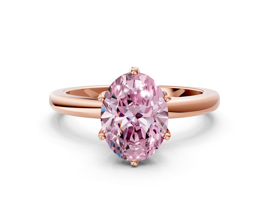 Rose gold Fancy Pink Oval  Solitaire Diamond Ring with Six-Prong Setting on a Classic Band_3