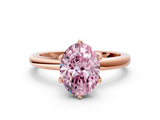 Rose gold Fancy Pink Oval  Solitaire Diamond Ring with Six-Prong Setting on a Classic Band_3