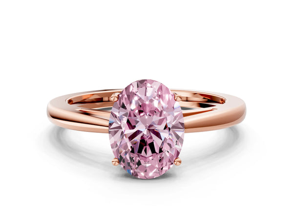 Rose gold Fancy Pink Oval  Solitaire Diamond Ring with Split Shank and Four-Prong Setting