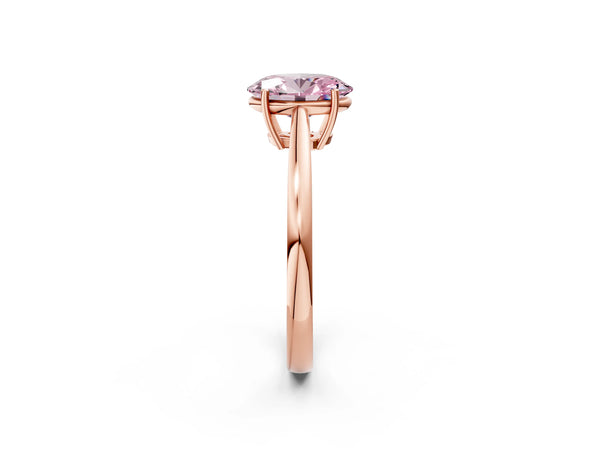 Rose gold Fancy Pink Oval  Solitaire Diamond Ring with Split Shank and Four-Prong Setting