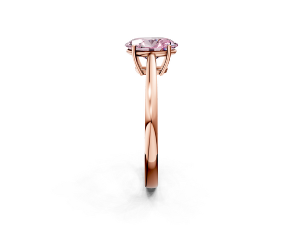 Rose gold Fancy Pink Oval  Solitaire Diamond Ring with Split Shank and Four-Prong Setting