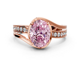Rose gold Fancy Pink Oval  Solitaire Diamond Ring with Split Shank and Prong Setting_41