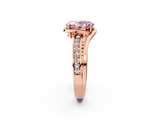 Rose gold Fancy Pink Oval  Solitaire Diamond Ring with Split Shank and Prong Setting_43