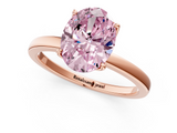 Rose gold Fancy Pink Oval  Solitaire Diamond Ring with Thin Band and Four-Prong Setting_4