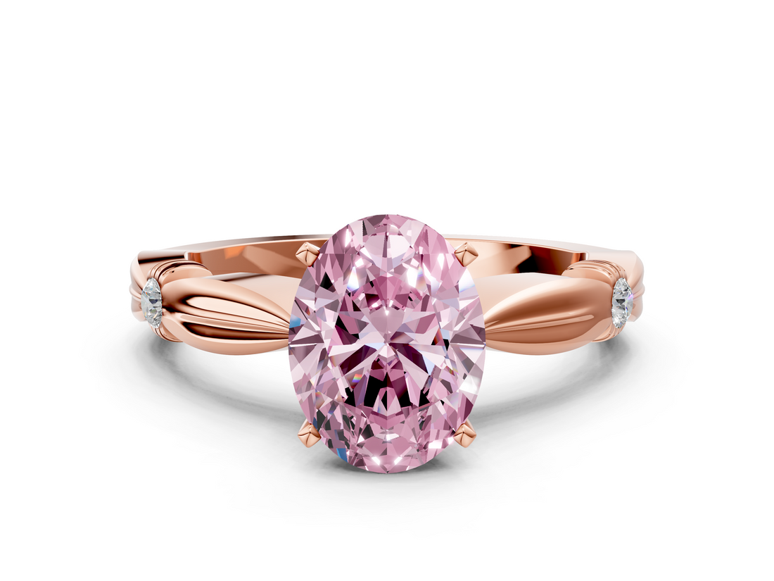 Rose gold Fancy Pink Oval  Solitaire Diamond Twisted Band with Four-Prong Setting_64