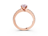 Rose gold Fancy Pink Oval  Solitaire Diamond with Pavé Band and Four-Prong Setting_67