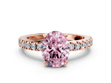 Rose gold Fancy Pink Oval  Solitaire Diamond with Pavé Band and Four-Prong Setting_81