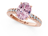 Rose gold Fancy Pink Oval  Solitaire Diamond with Pavé Band and Four-Prong Setting_82
