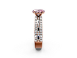 Rose gold Fancy Pink Oval  Solitaire Diamond with Pave and Channel Set Band_65