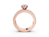 Rose gold Fancy Pink Oval  Solitaire Diamond with Pave and Channel Set Band_66