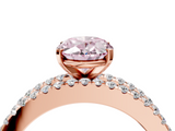Rose gold Fancy Pink Oval  Solitaire Diamond with Pave and Channel Set Band_67