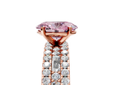 Rose gold Fancy Pink Oval  Solitaire Diamond with Pave and Channel Set Band_68