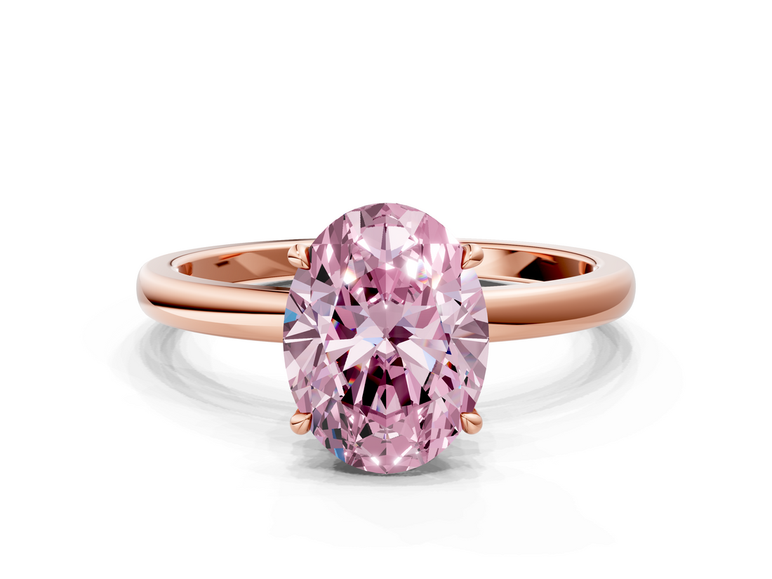 Rose gold Fancy Pink Oval  Solitaire Engagement Ring with Cathedral Band and Four-Prong Setting_21