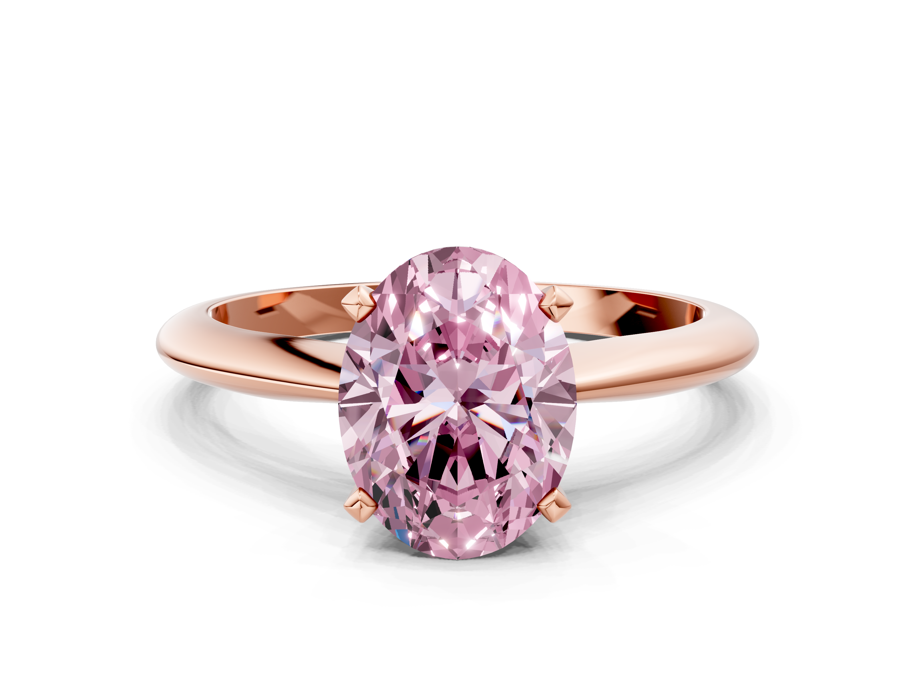 Rose gold Fancy Pink Oval  Solitaire Engagement Ring with Classic Band and Four-Prong Setting_70