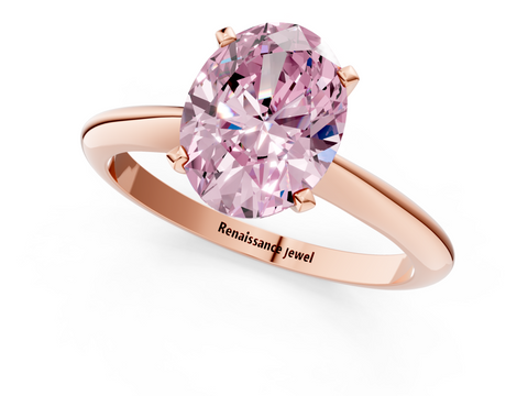 Rose gold Fancy Pink Oval  Solitaire Engagement Ring with Classic Band and Four-Prong Setting_71