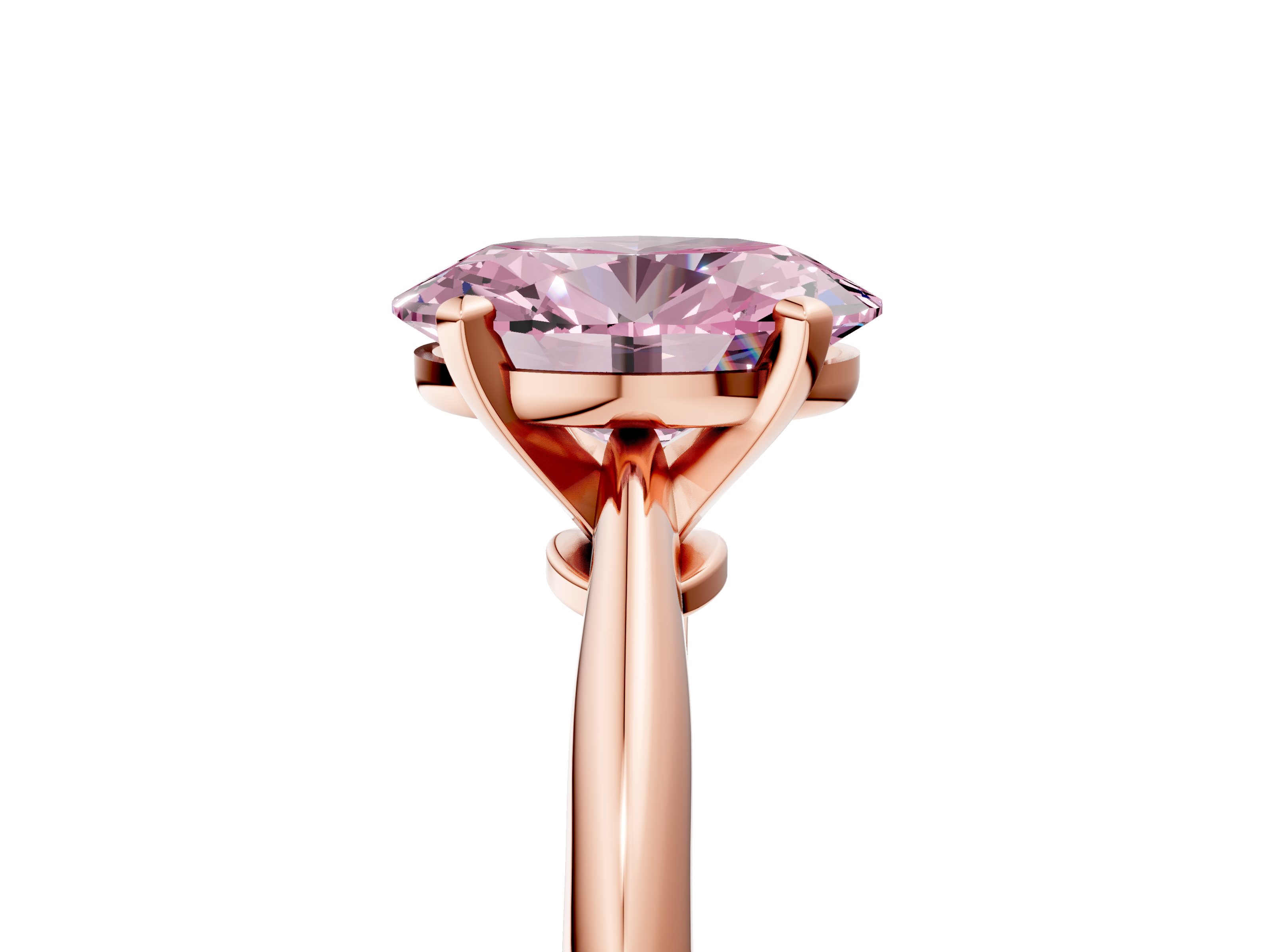 Rose gold Fancy Pink Oval  Solitaire Engagement Ring with Classic Band and Four-Prong Setting_75