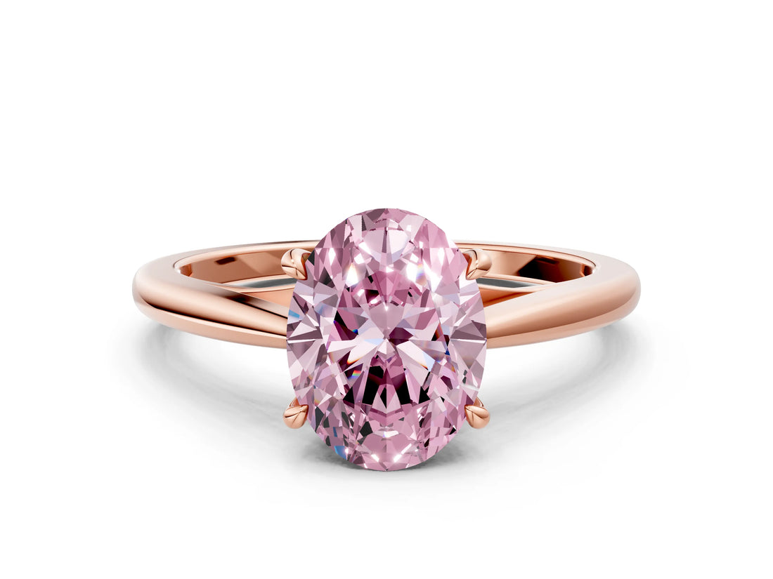 Rose gold Fancy Pink Oval  Solitaire Engagement Ring with Four-Prong Setting and Classic Band 1