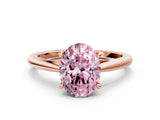 Rose gold Fancy Pink Oval  Solitaire Engagement Ring with Four-Prong Setting and Classic Band 1