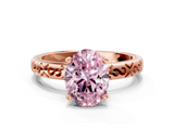 Rose gold Fancy Pink Oval  Solitaire Engagement Ring with Scrollwork Band and Four-Prong Setting_164