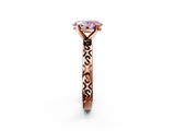 Rose gold Fancy Pink Oval  Solitaire Engagement Ring with Scrollwork Band and Four-Prong Setting_166