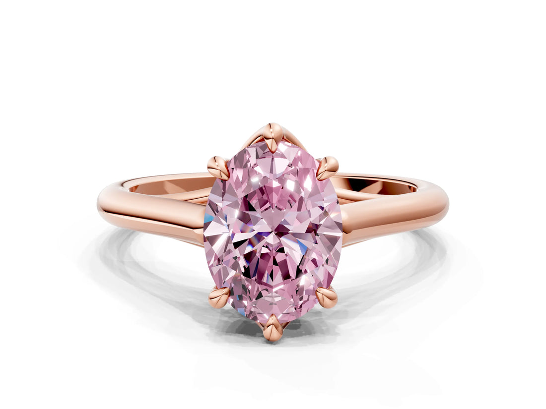 Rose gold Fancy Pink Oval  Solitaire Engagement Ring with Six-Prong Setting and Classic Band 1
