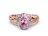 Rose gold Fancy Pink Oval  Solitaire Filigree Engagement Ring with Halo and Prong Setting_46