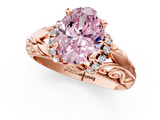 Rose gold Fancy Pink Oval  Solitaire Filigree Engagement Ring with Halo and Prong Setting_47