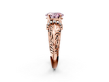 Rose gold Fancy Pink Oval  Solitaire Filigree Engagement Ring with Halo and Prong Setting_48