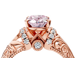 Rose gold Fancy Pink Oval  Solitaire Filigree Engagement Ring with Halo and Prong Setting_50