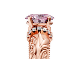 Rose gold Fancy Pink Oval  Solitaire Filigree Engagement Ring with Halo and Prong Setting_51