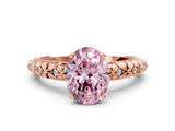 Rose gold Fancy Pink Oval  Solitaire Floral Milgrain Engagement Ring_30