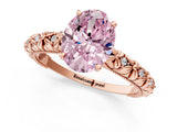 Rose gold Fancy Pink Oval  Solitaire Floral Milgrain Engagement Ring_31