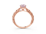 Rose gold Fancy Pink Oval  Solitaire Floral Milgrain Engagement Ring_33