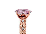 Rose gold Fancy Pink Oval  Solitaire Floral Milgrain Engagement Ring_35