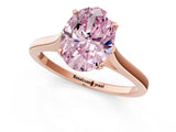 Rose gold Fancy Pink Oval  Solitaire Heart Prong Engagement Ring with Tapered Band_56