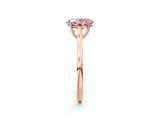 Rose gold Fancy Pink Oval  Solitaire Heart Prong Engagement Ring with Tapered Band_57