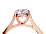 Rose gold Fancy Pink Oval  Solitaire Heart Prong Engagement Ring with Tapered Band_59