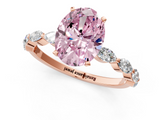 Rose gold Fancy Pink Oval  Solitaire Marquise Side Stone Prong Setting Ring_45