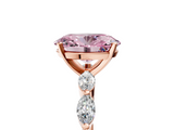 Rose gold Fancy Pink Oval  Solitaire Marquise Side Stone Prong Setting Ring_49