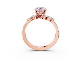 Rose gold Fancy Pink Oval  Solitaire Marquise Twist Band with Six-Prong Setting_83
