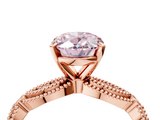 Rose gold Fancy Pink Oval  Solitaire Milgrain Diamond Engagement Ring with Bezel and Marquise Band_153