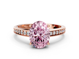 Rose gold Fancy Pink Oval  Solitaire Pavé Band Prong Setting Ring_20