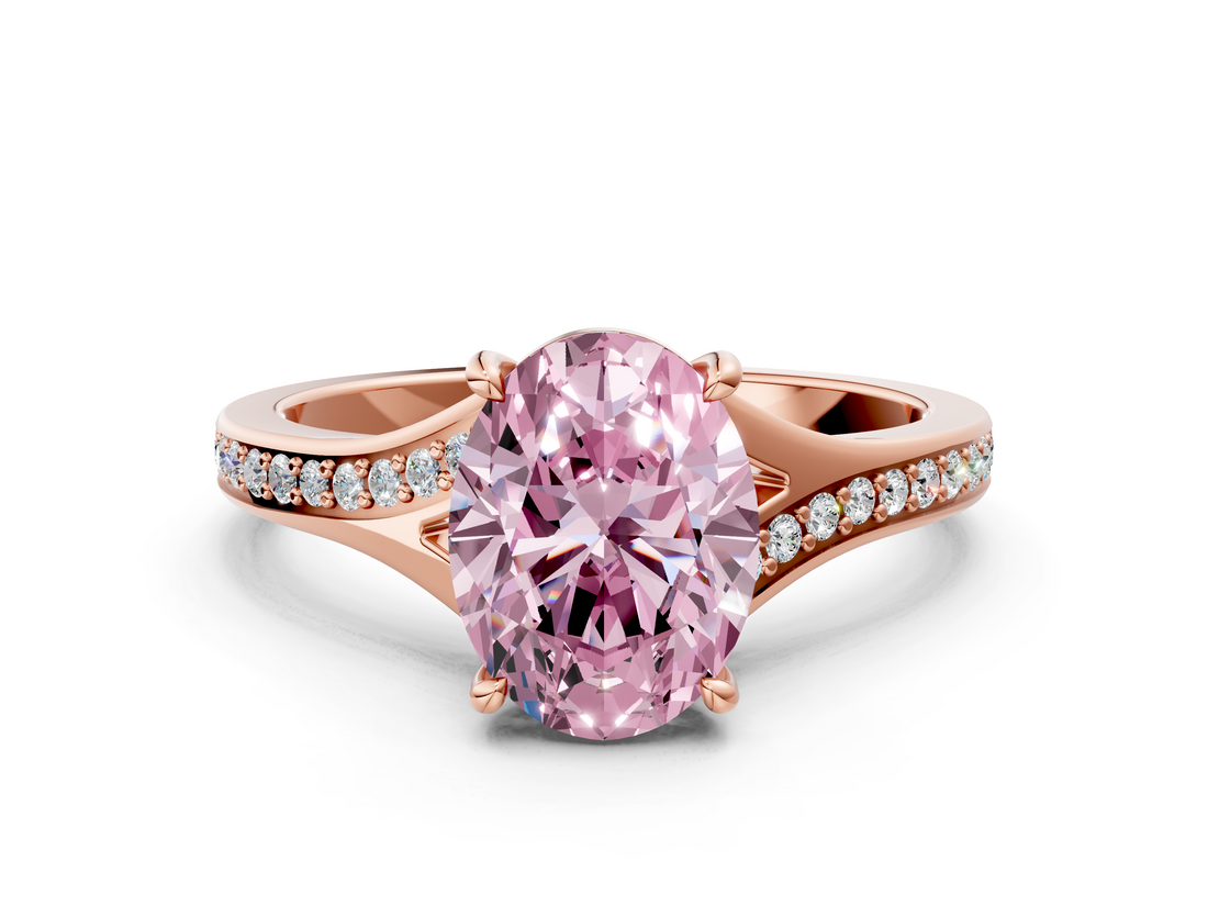 Rose gold Fancy Pink Oval  Solitaire Pavé Band with Four-Prong Setting_45