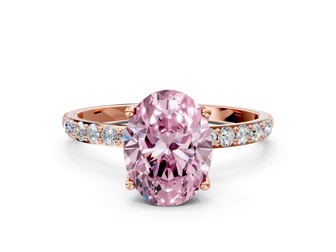 Rose gold Fancy Pink Oval  Solitaire Pavé Diamond Engagement Ring with Four-Prong Setting_39