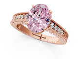 Rose gold Fancy Pink Oval  Solitaire Pavé Diamond Milgrain Engagement Ring with Four-Prong Setting_4