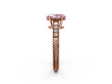 Rose gold Fancy Pink Oval  Solitaire Pavé Diamond Milgrain Engagement Ring with Four-Prong Setting_5
